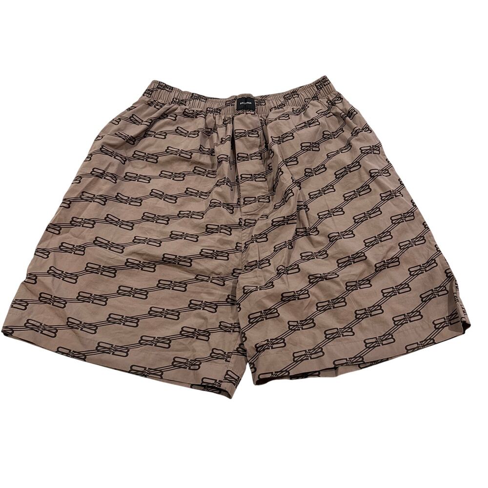 BALENCIAGA Mens Homewear BB Monogram Cotton Poplin Shorts IT46/US Small NWT $910